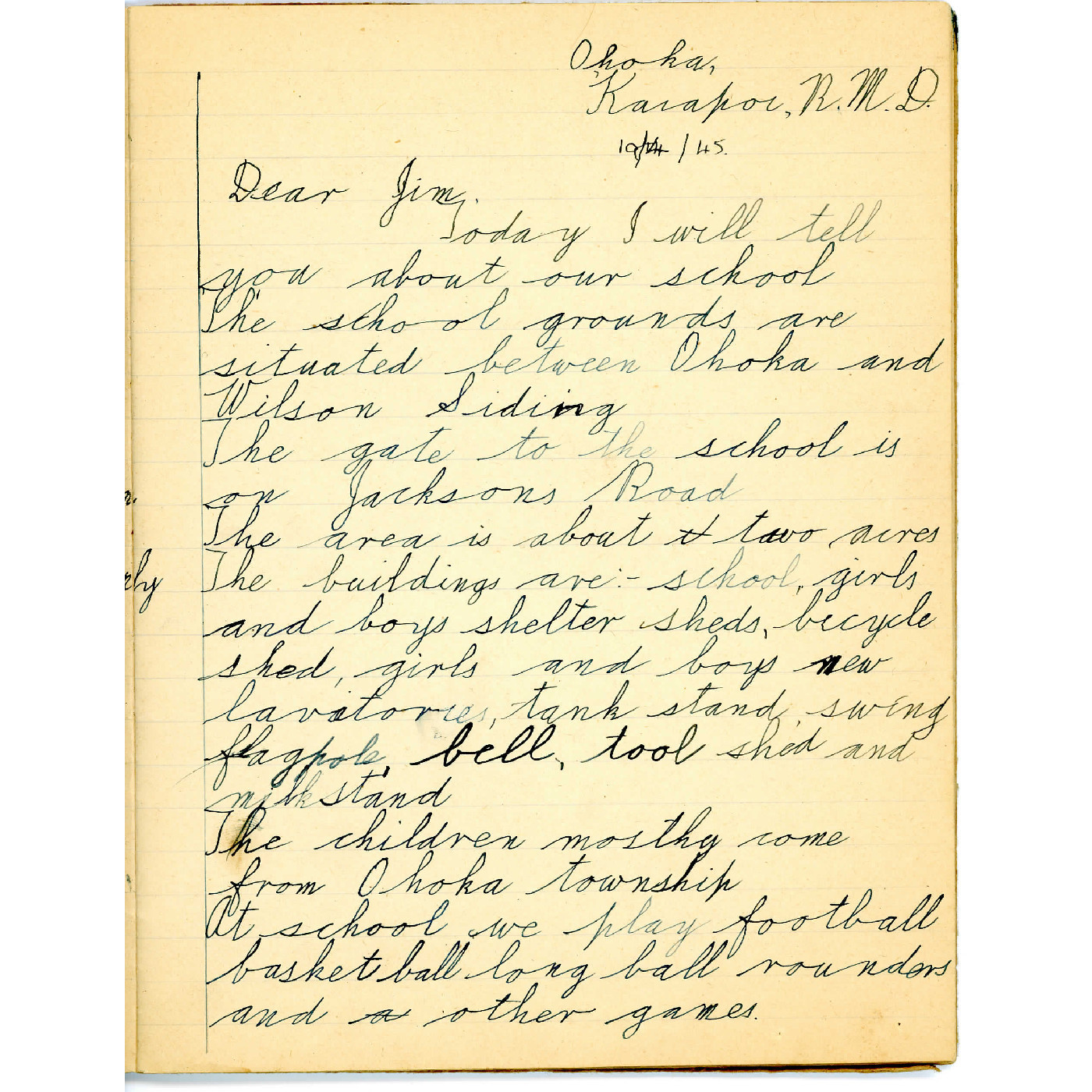 Norman Crozier's story about Ōhoka School, 1945