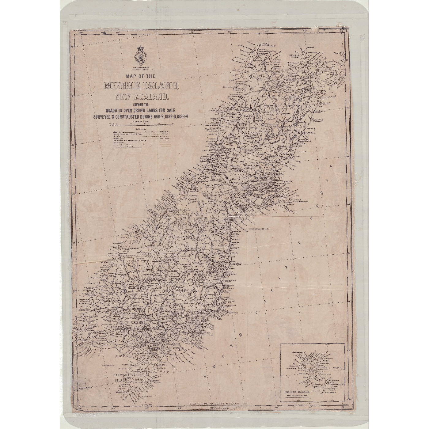 Map of the Middle Island, New Zealand