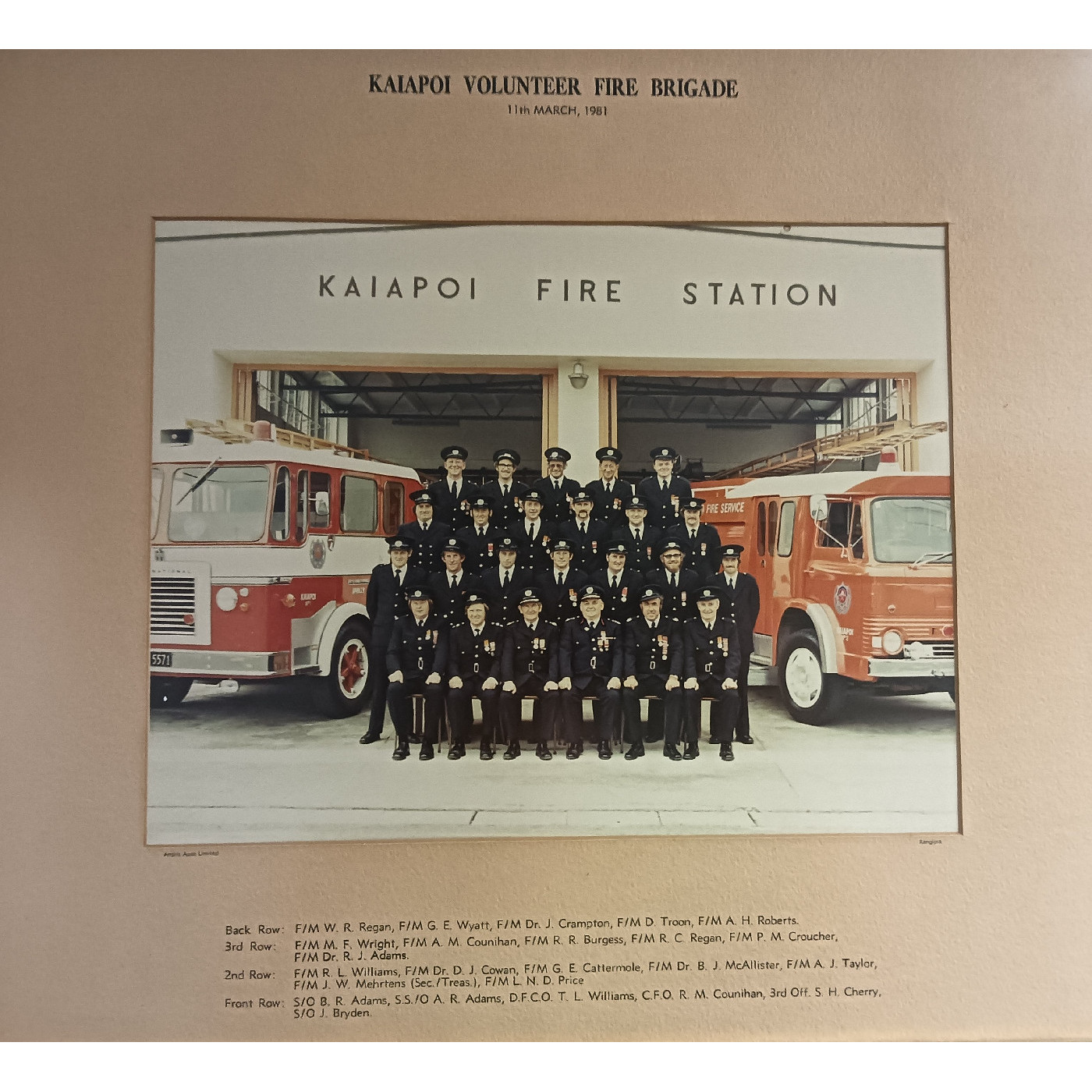 Kaiapoi Volunteer Fire Brigade, 1981