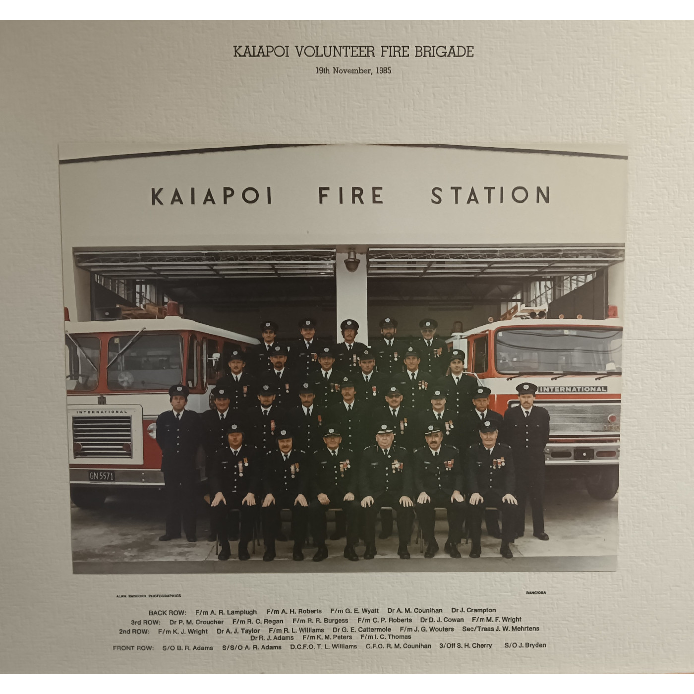 Kaiapoi Volunteer Fire Brigade, 1985