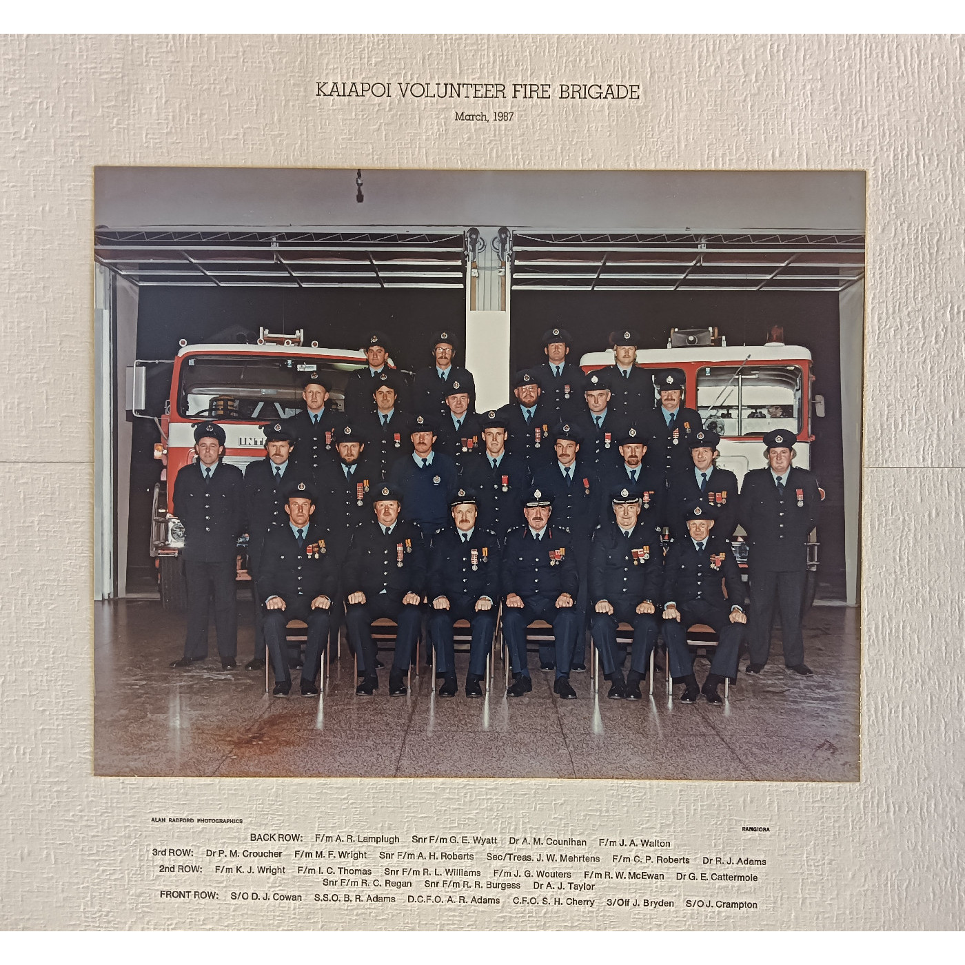 Kaiapoi Volunteer Fire Brigade, 1987