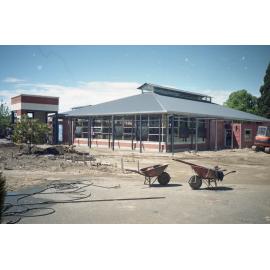 North-side view of Trevor Inch Memorial Library in construction, c. 1996
