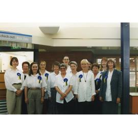 Staff on opening day of the Trevor Inch Memorial Library, December 21 1996