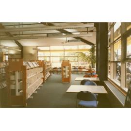 Inside the newly built Trevor Inch Memorial Library, c. 1996