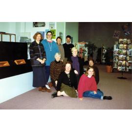 Staff in the temporary Rangiora Public Library on Alfred Street, 6 June 1996