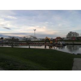 Kaiapoi River dredging opposite Kaiapoi Library, c.2019