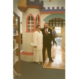 Bill Skews, the Trevor Inch Memorial Library architect, on opening day, 21 December 1996