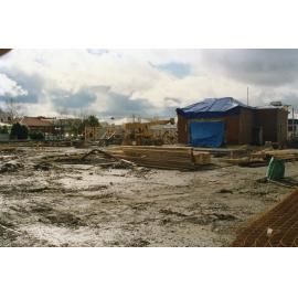 Early construction of the Trevor Inch Memorial Library, 10 August 1996
