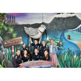 Pegasus Bay School's United Nations Sustainable Development Goals ambassadors with their leader, Pegasus Bay School teacher Sally Patterson