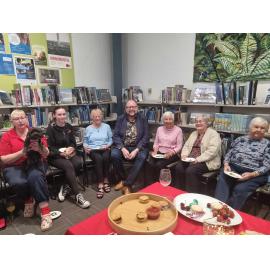 Waimakariri Libraries Christmas volunteers morning tea with mayor Dan Gordon, at the Trevor Inch Memorial Library, 2 December 2024