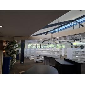 New fiction shelving in the Trevor Inch Memorial Library, 21 March 2025