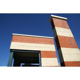 Front entrance exterior of the Trevor Inch Memorial Library, 26 March 2014
