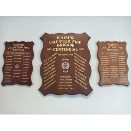 Commemorative boards, Kaiapoi Volunteer Fire Brigade