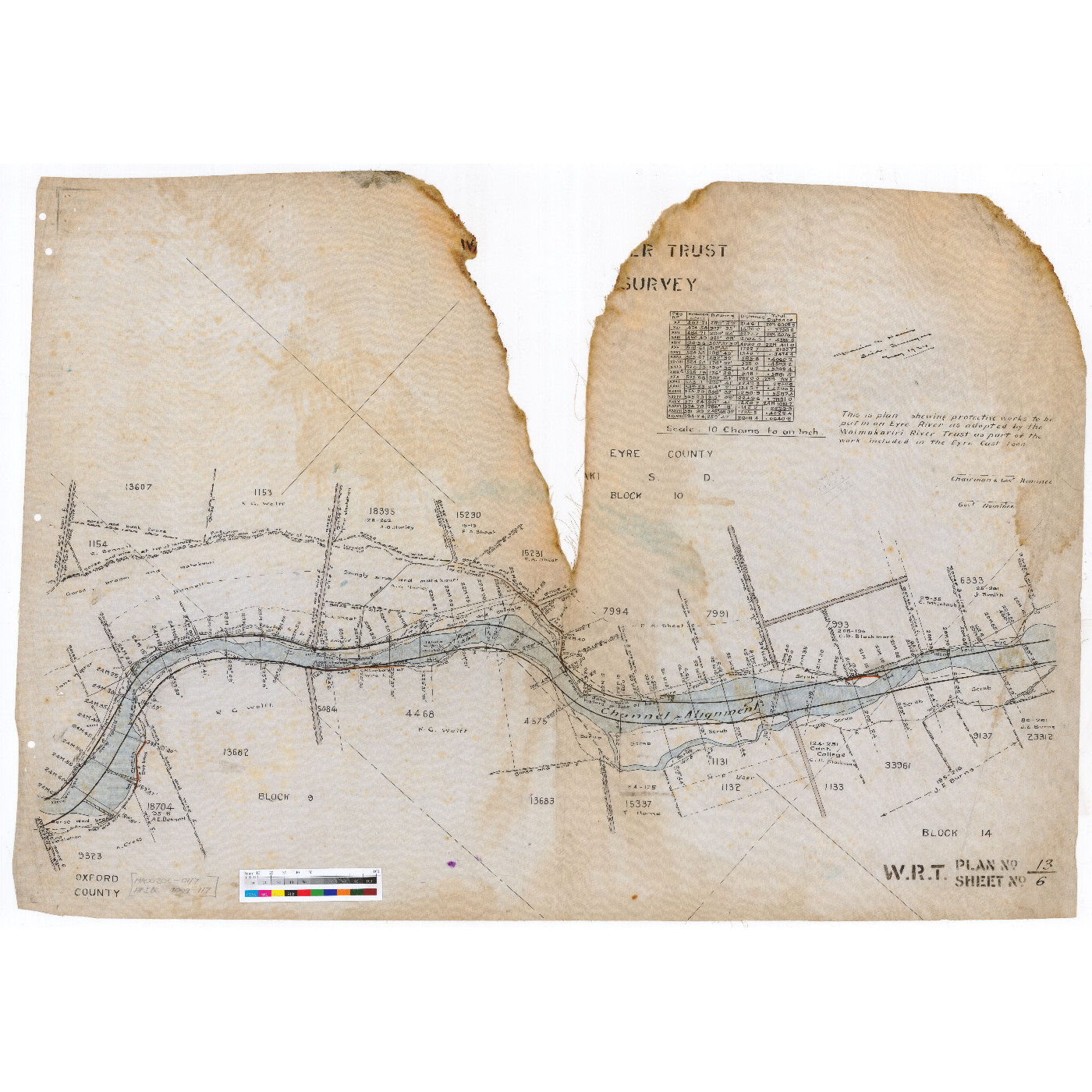 Plan no.13, Sheet 6, Eyre River Survey, Waimakariri River Trust, c.1924.