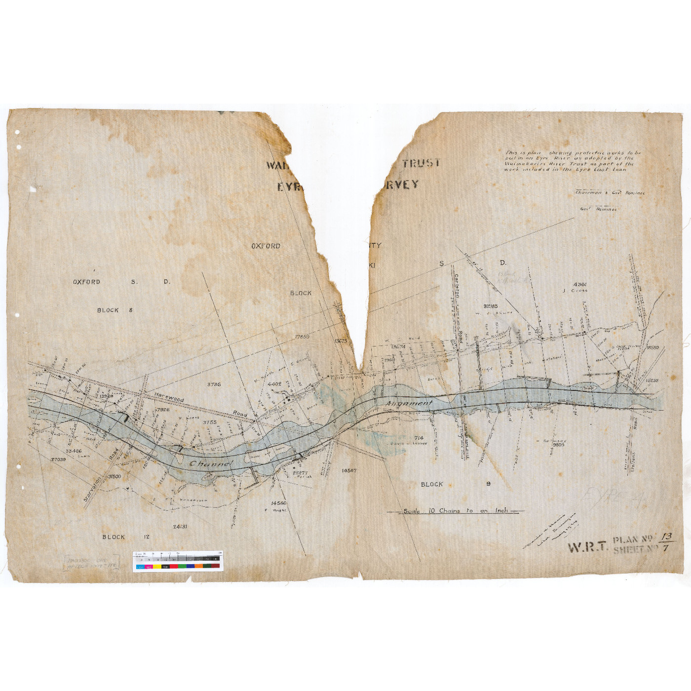 Plan no.13, Sheet 7, Eyre River Survey, Waimakariri River Trust, c.1924.