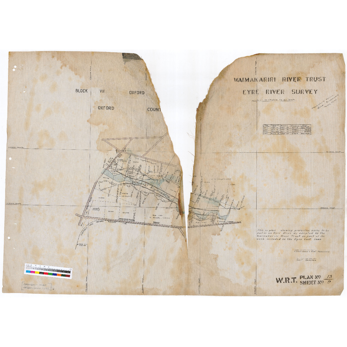Plan no.13, Sheet 9, Eyre River Survey, Waimakariri River Trust, c.1924