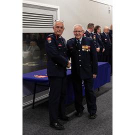 Dave Berry, Fire and Emergency New Zealand’s Canterbury area commander with Paul Croucher, c.2023