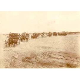 Drays transferring passengers accross the Ashley River, 1902