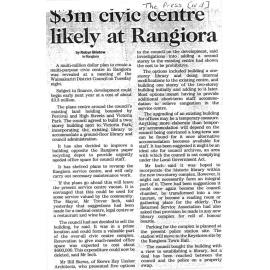 $3m civic centre likely at Rangiora, c1990. 