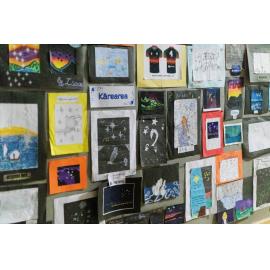 Artwork by Ōhoka School students displayed at the School's Matariki breakfast, 2 July 2026