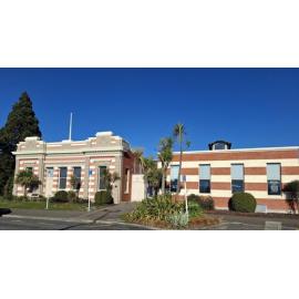 Trevor Inch Memorial Library with the freshly painted facade, 2026