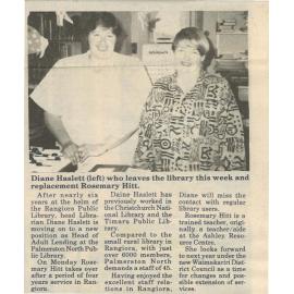 Diane Haslett and Rosemary HItt, Rangiora Library, 1988