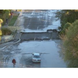 Road damage at Kaiapoi