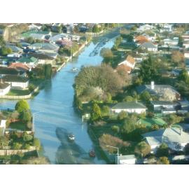 Flooded street in Kaiapoi