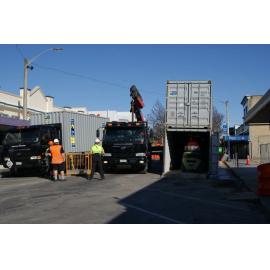 Containers being removed