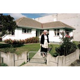 Dulcie Sinclair in her garden - Rangiora