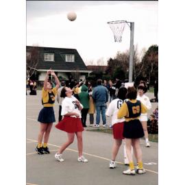 Netball match, Rangiora, May 2000