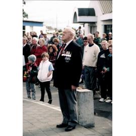 Dennis Sheehan marshalling Anzac Day Parade High Street Rangiora