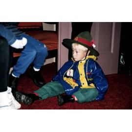 Young lad waits patiently during Anzac Day service in the Rangiora Town Hall April 2000