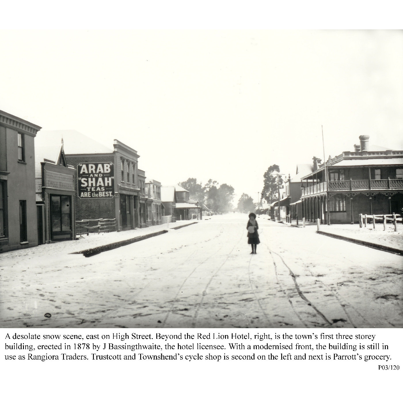 Snow scene on High Street - Rangiora