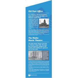 Old Post Office and the Rialto Movie Theatre -  Kaiapoi interpretative sign