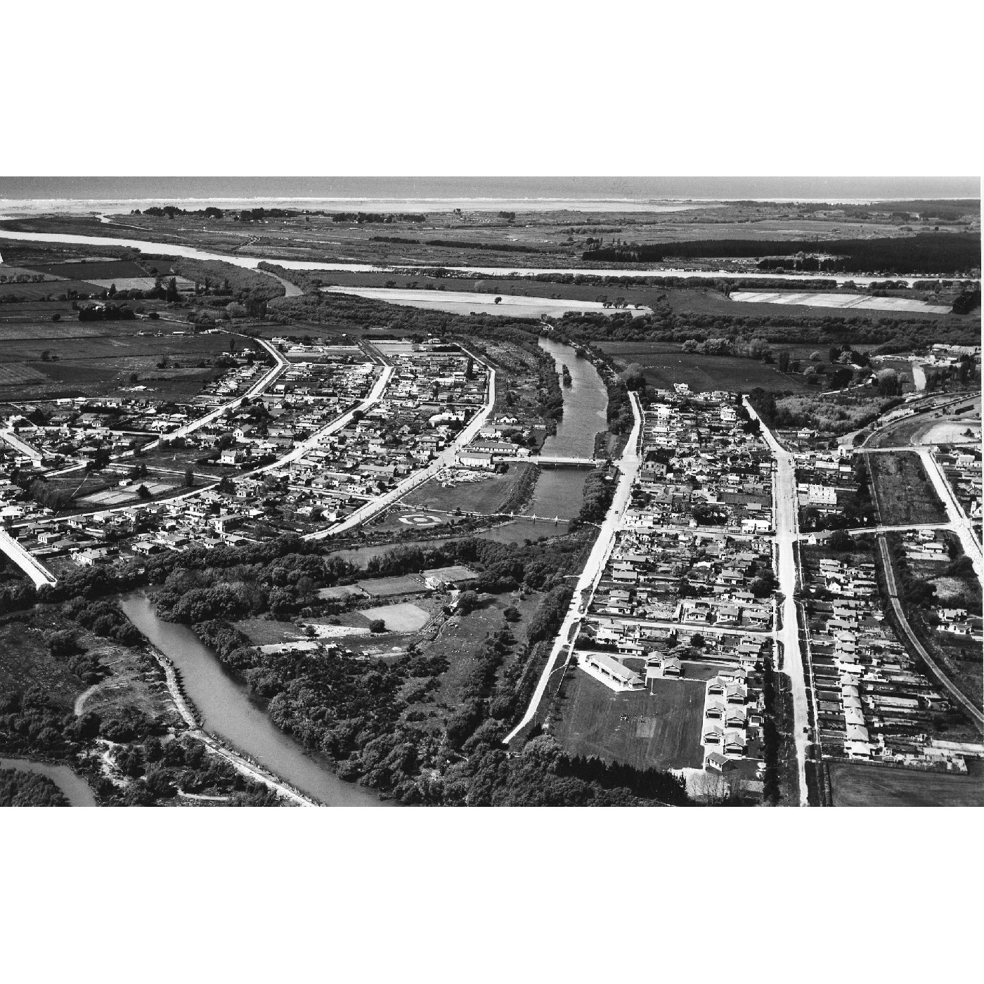 Kaiapoi from the air, 1953