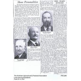  Northern Agricultural & Pastoral Association long serving preseidents, 1957