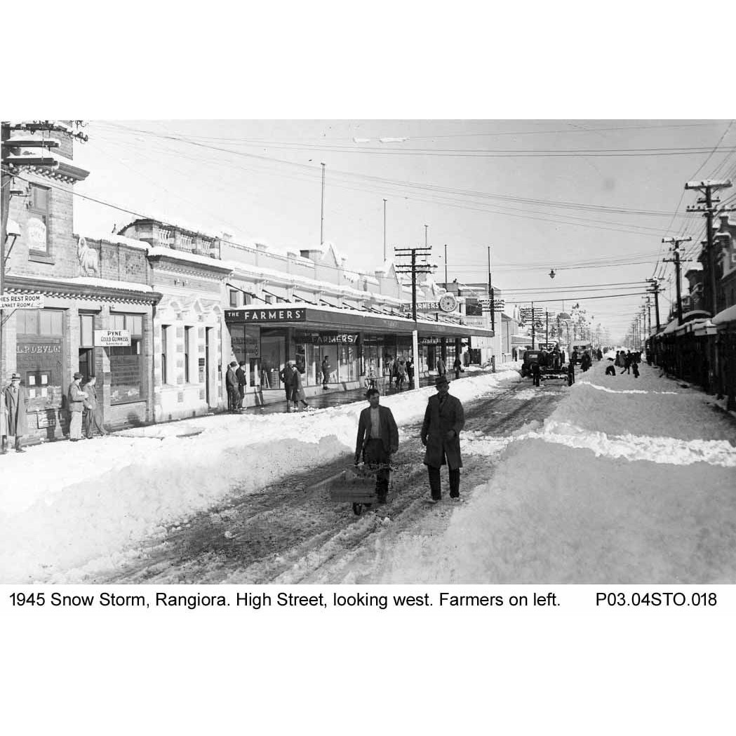 Snow storm, Rangiora, 1945