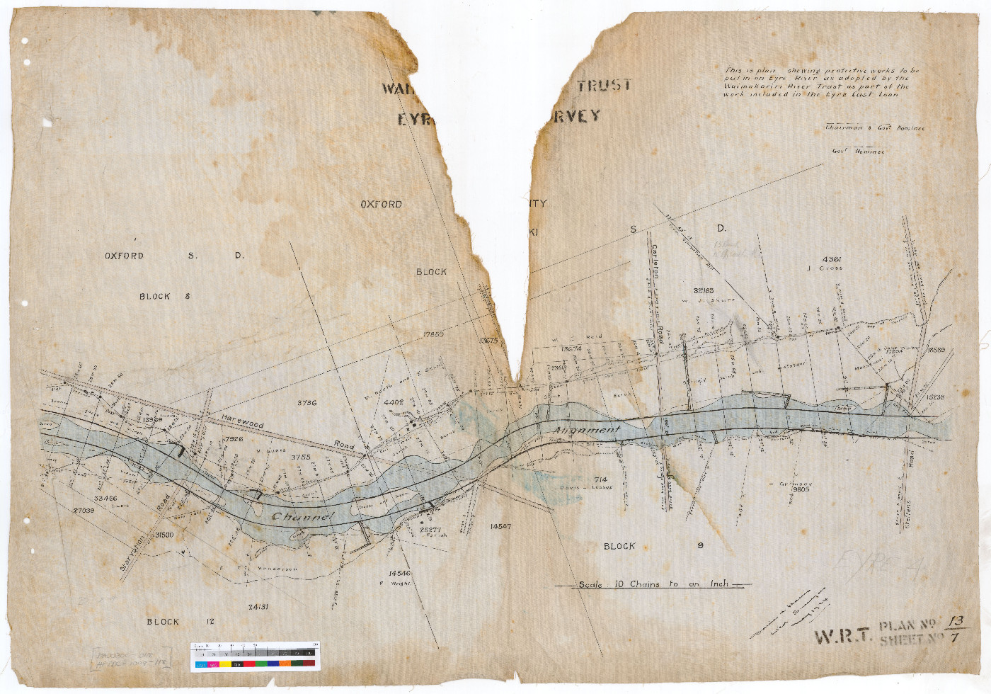 Plan no.13, Sheet 7, Eyre River Survey, Waimakariri River Trust, c.1924.