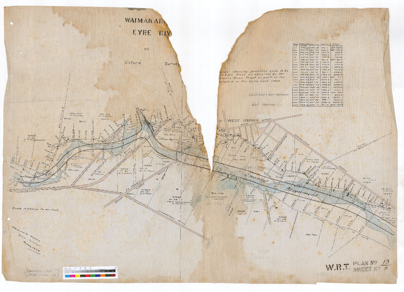 Plan no.13, Sheet 8, Eyre River Survey, Waimakariri River Trust, c.1924