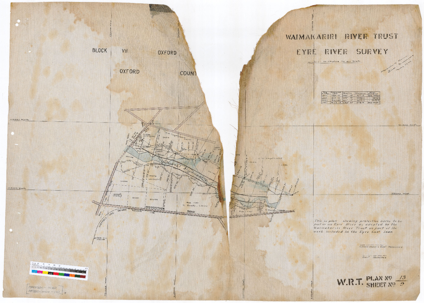 Plan no.13, Sheet 9, Eyre River Survey, Waimakariri River Trust, c.1924